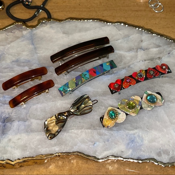 None Accessories - France French Lucite Hair Barrettes Set of 8